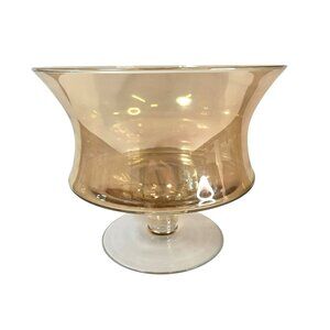 Partylite P9982 Golden Sillouette 3 Wick Candle Holder Large Glass Centerpiece